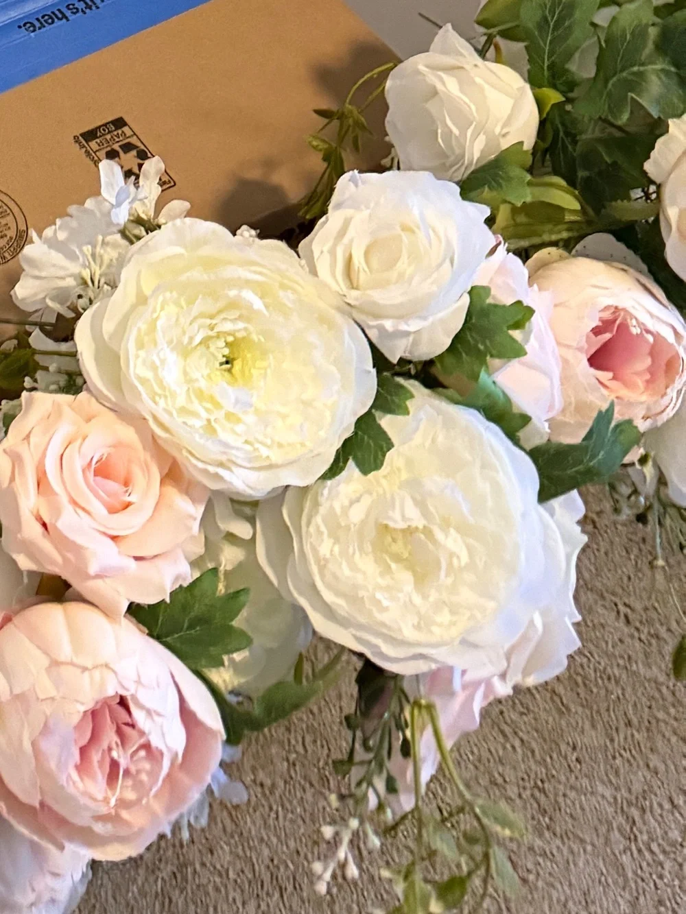 baby shower bassinet Pink Floral Garland arrangement faux florals